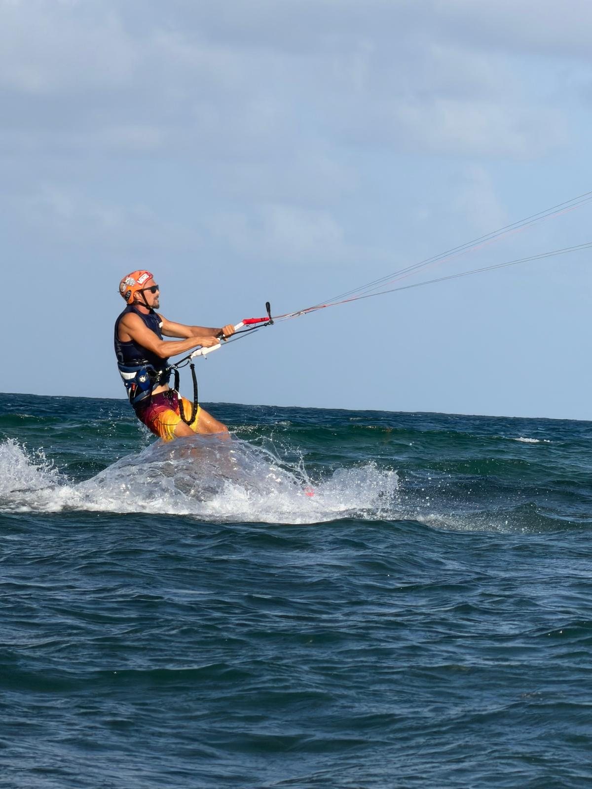 Student riding in shallow water